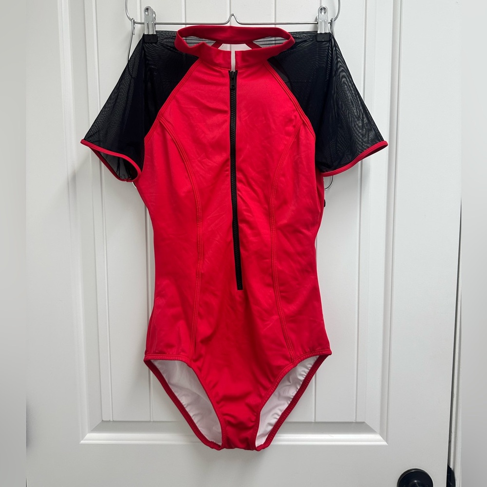 VENUS Red and Black One-Piece Swimsuit Size 10